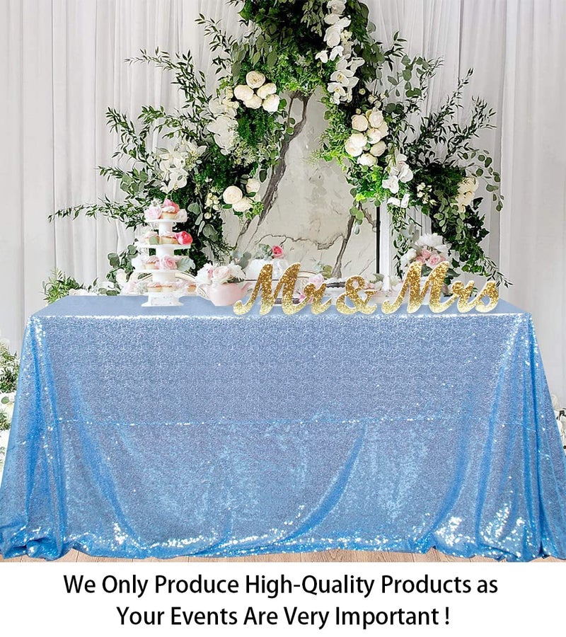 ShiDianYi Sequin Tablecloth Baby Blue 50x72-Inch Sequin Table Linens Sky Blue Rectangle Tablecloth for Wedding Decor-200111E - Image 2